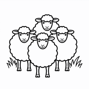 Desenho Fácil do Grupo de Ovelhas