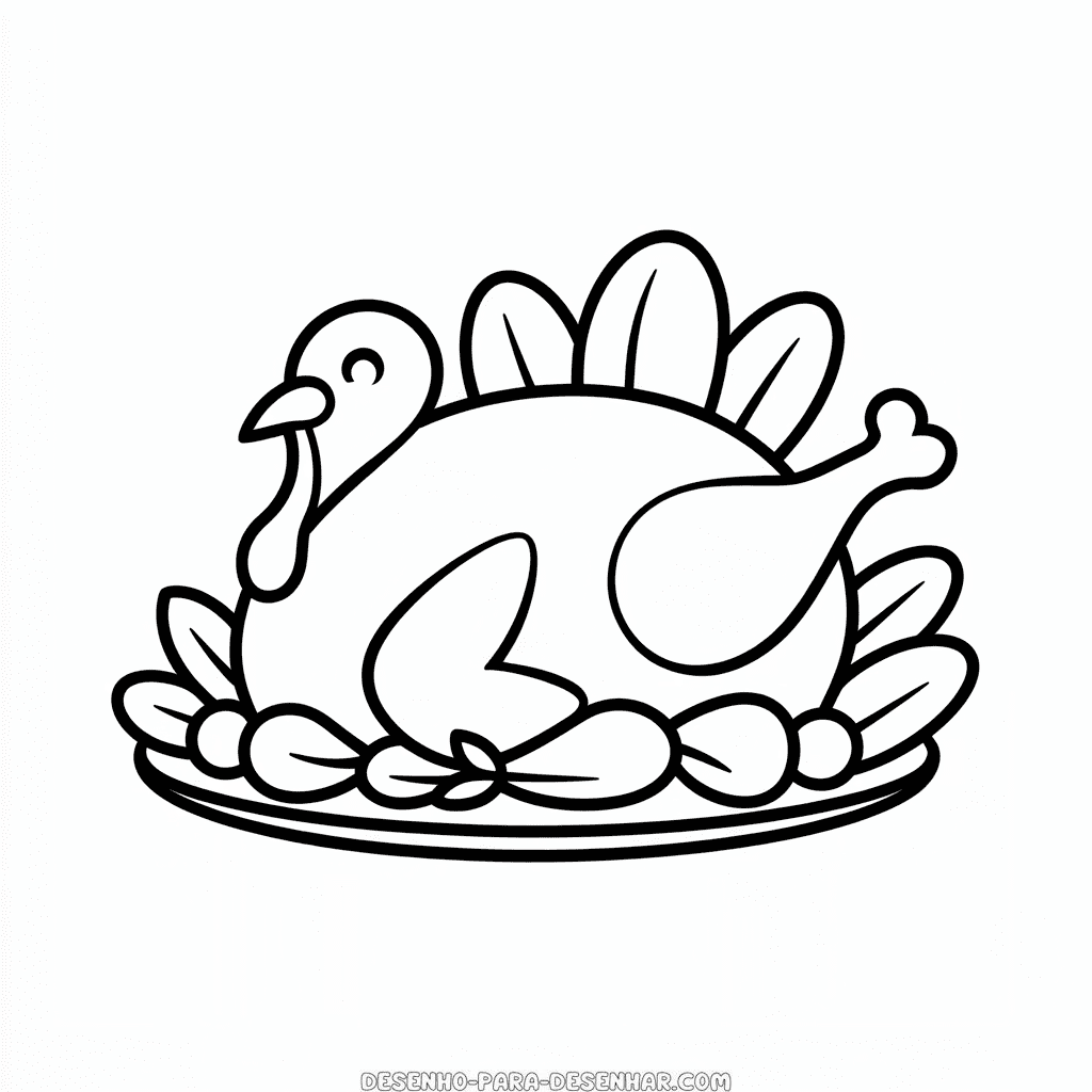 Desenho Fácil do Jantar de Peru