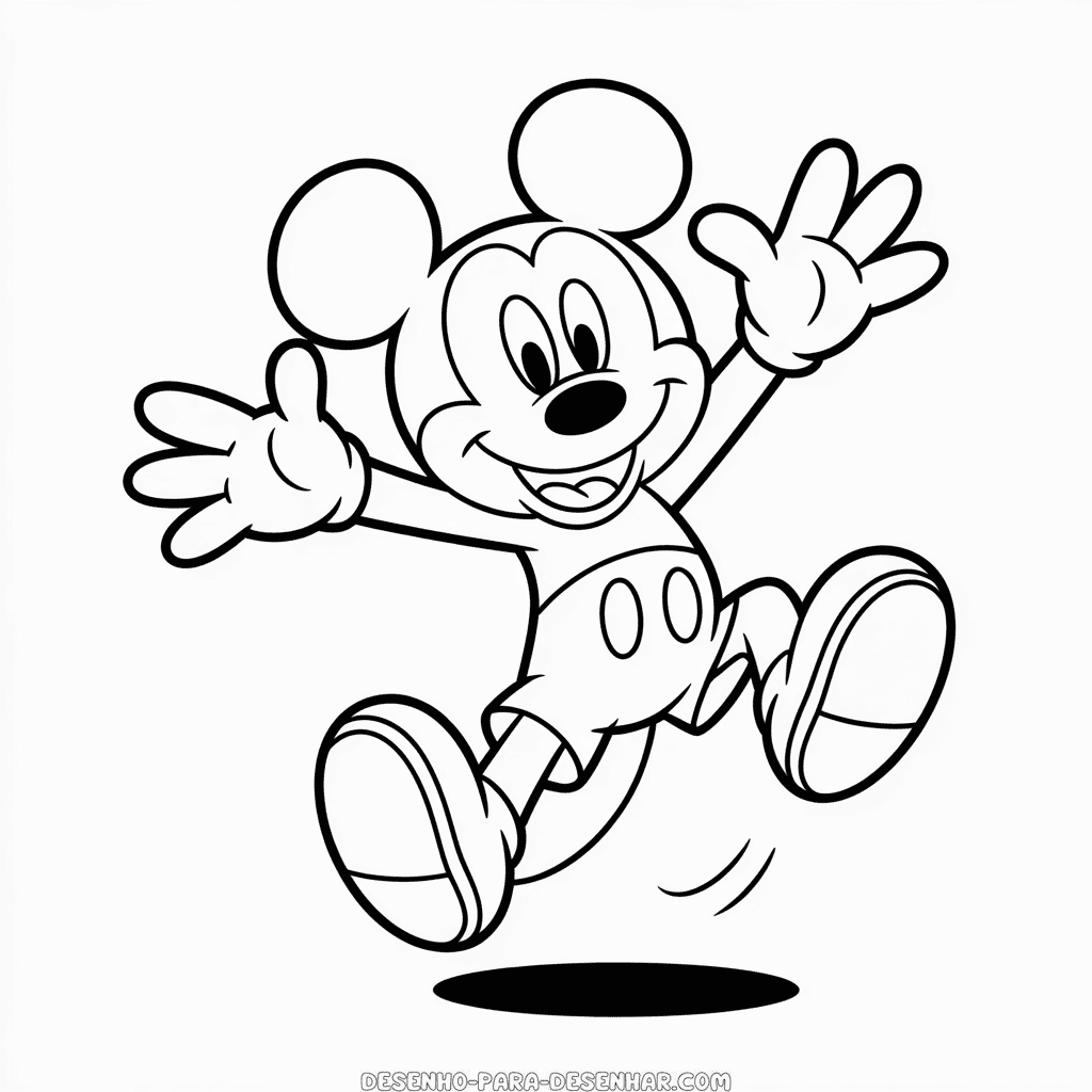 Desenho Fácil do Mickey em Estilo Cartoon