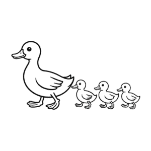 Desenho Fácil do Pato e dos Patinhos Caminhando