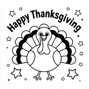 Desenho Fácil do Peru de Ação de Graças