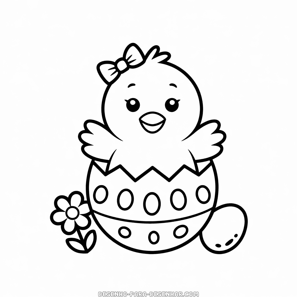 Desenho Fácil do Pintinho Bebê da Páscoa