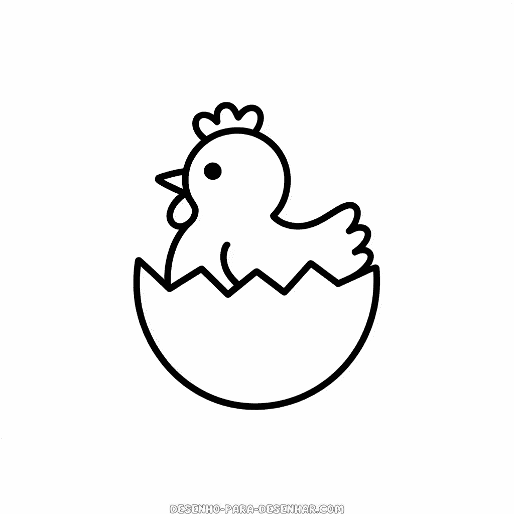 Desenho Fácil do Pintinho no Ovo