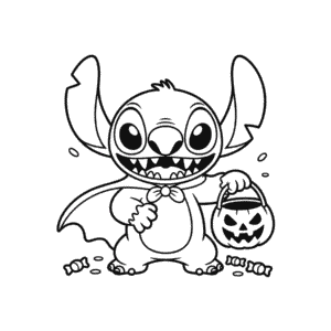 Desenho Fácil do Stitch Assustador de Halloween