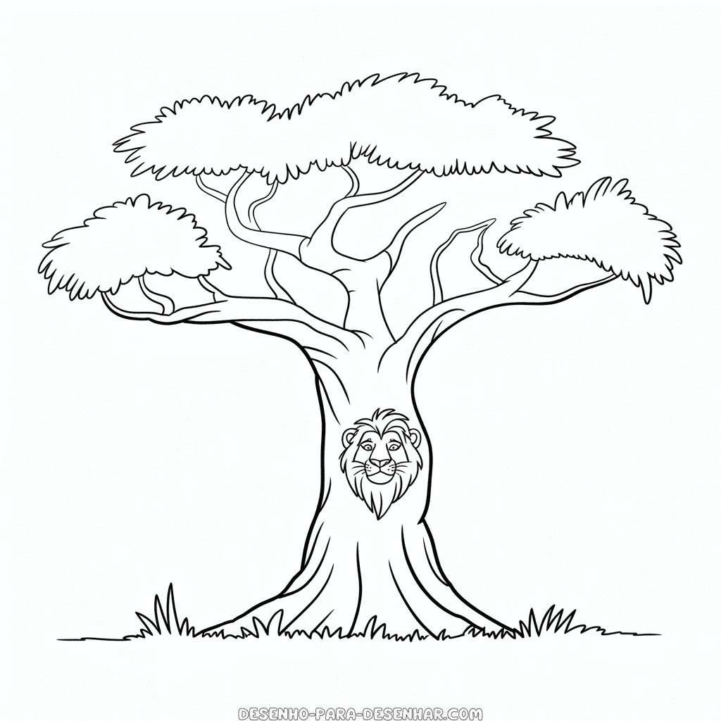 Desenho Fácil da Árvore do O Rei Leão