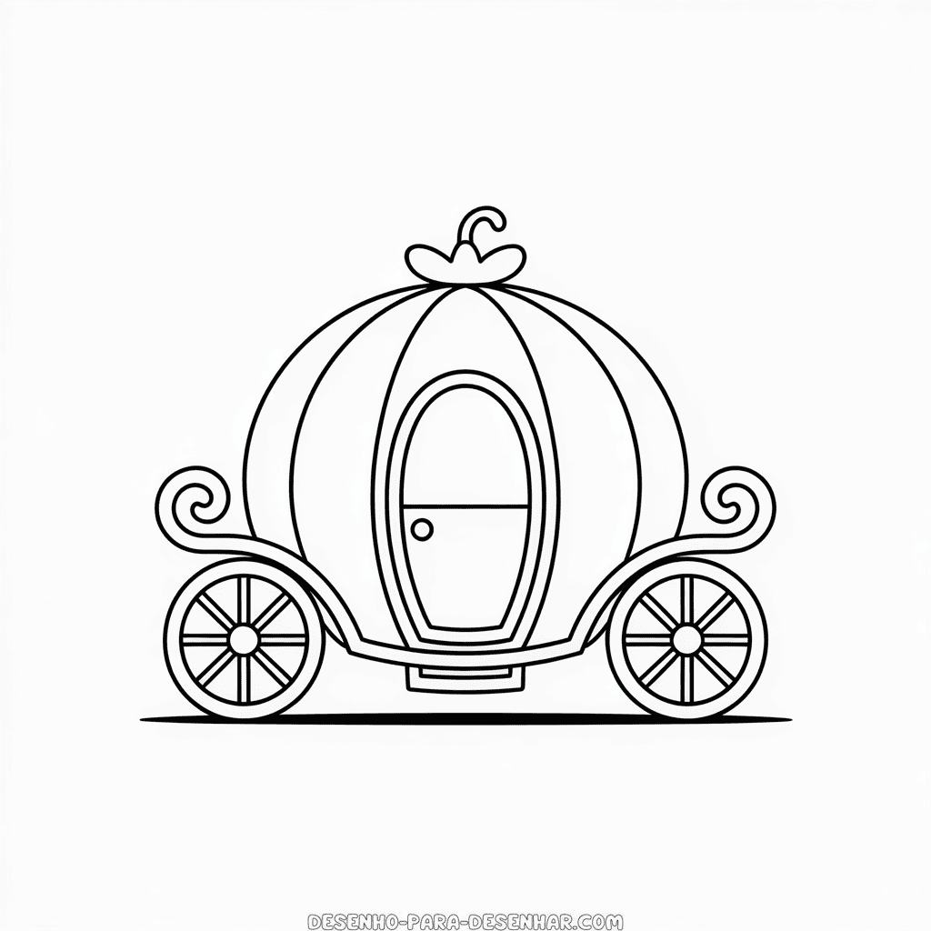 Desenho Fácil da Carruagem de Abóbora da Cinderela