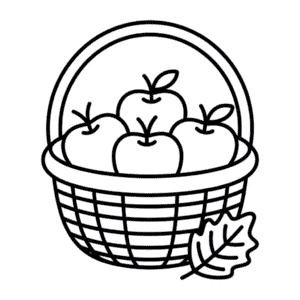 Desenho Fácil da Cesta de Maçãs do Outono