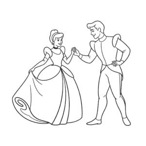 Desenho Fácil da Cinderela Dançando com o Príncipe