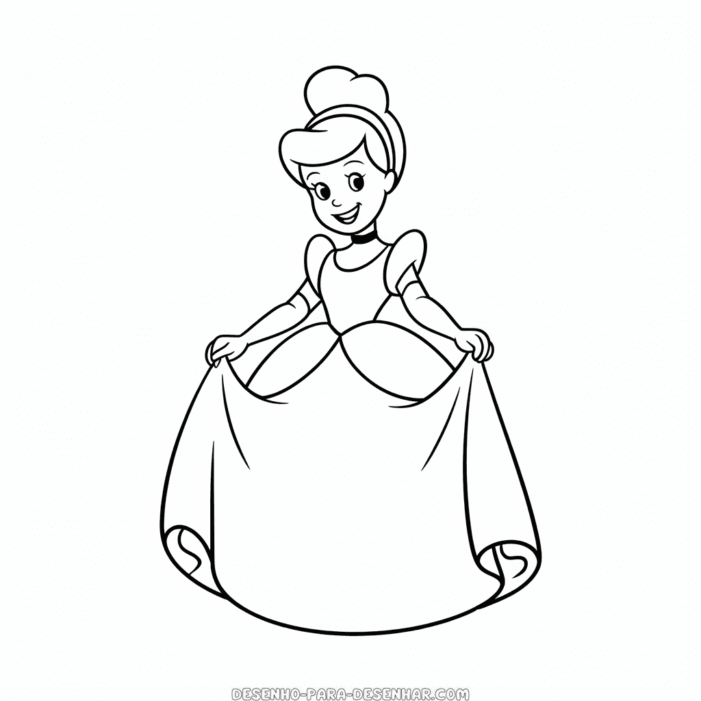 Desenho Fácil da Cinderela em Desenho Animado