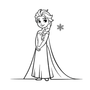 Desenho Fácil da Elsa em Preto e Branco