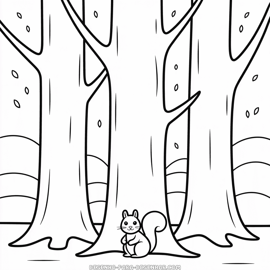Desenho Fácil da Floresta no Outono