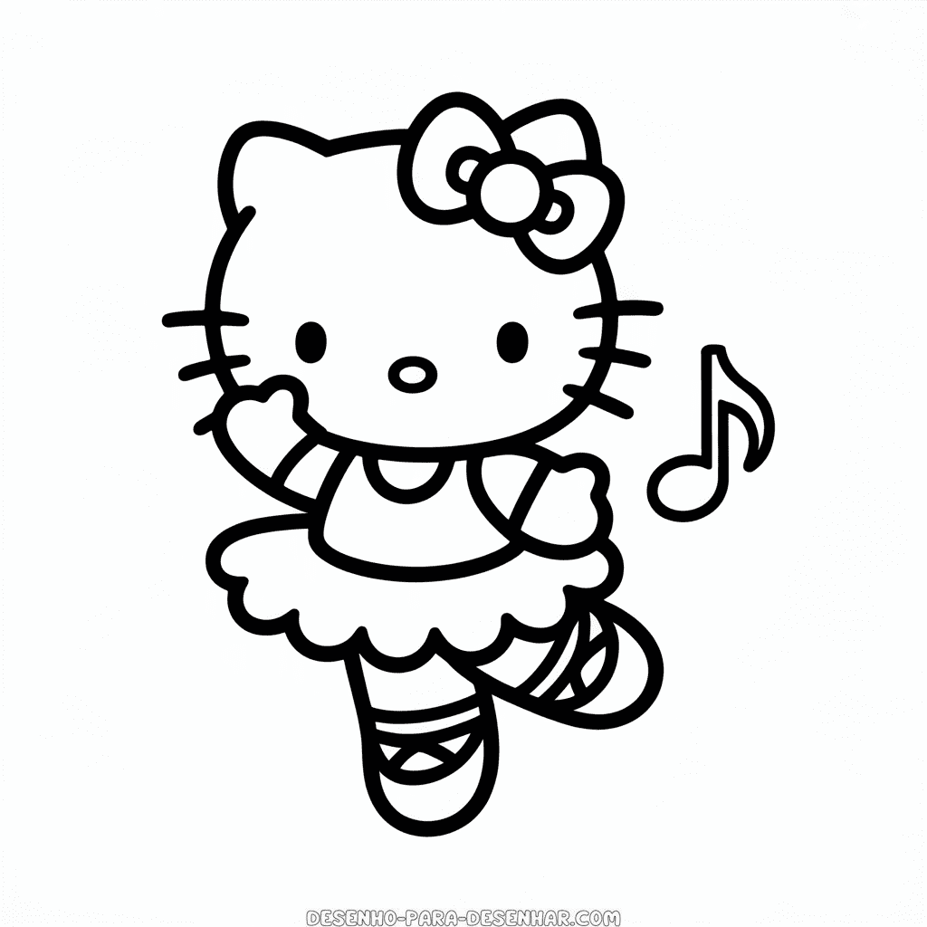 Desenho Fácil da Hello Kitty Bailarina