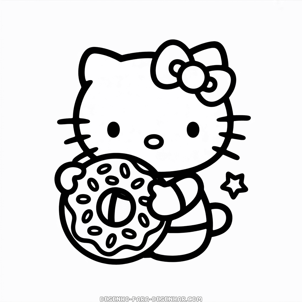 Desenho Fácil da Hello Kitty e Donut