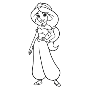 Desenho Fácil da Jasmine em Preto e Branco