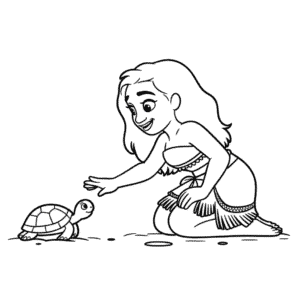 Desenho Fácil da Moana com Tartaruga