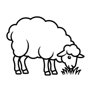 Desenho Fácil da Ovelha Comendo Grama