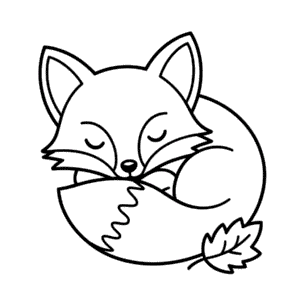 Desenho Fácil da Raposa Fofinha Dormindo no Outono
