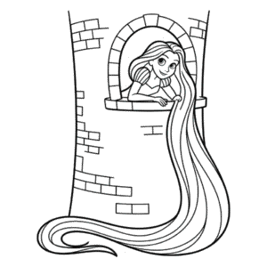 Desenho Fácil da Rapunzel na Torre