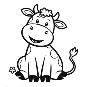 Desenho Fácil da Vaca Sentada