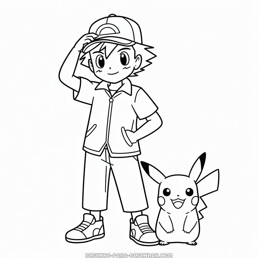 Desenho Fácil do Ash e Pikachu