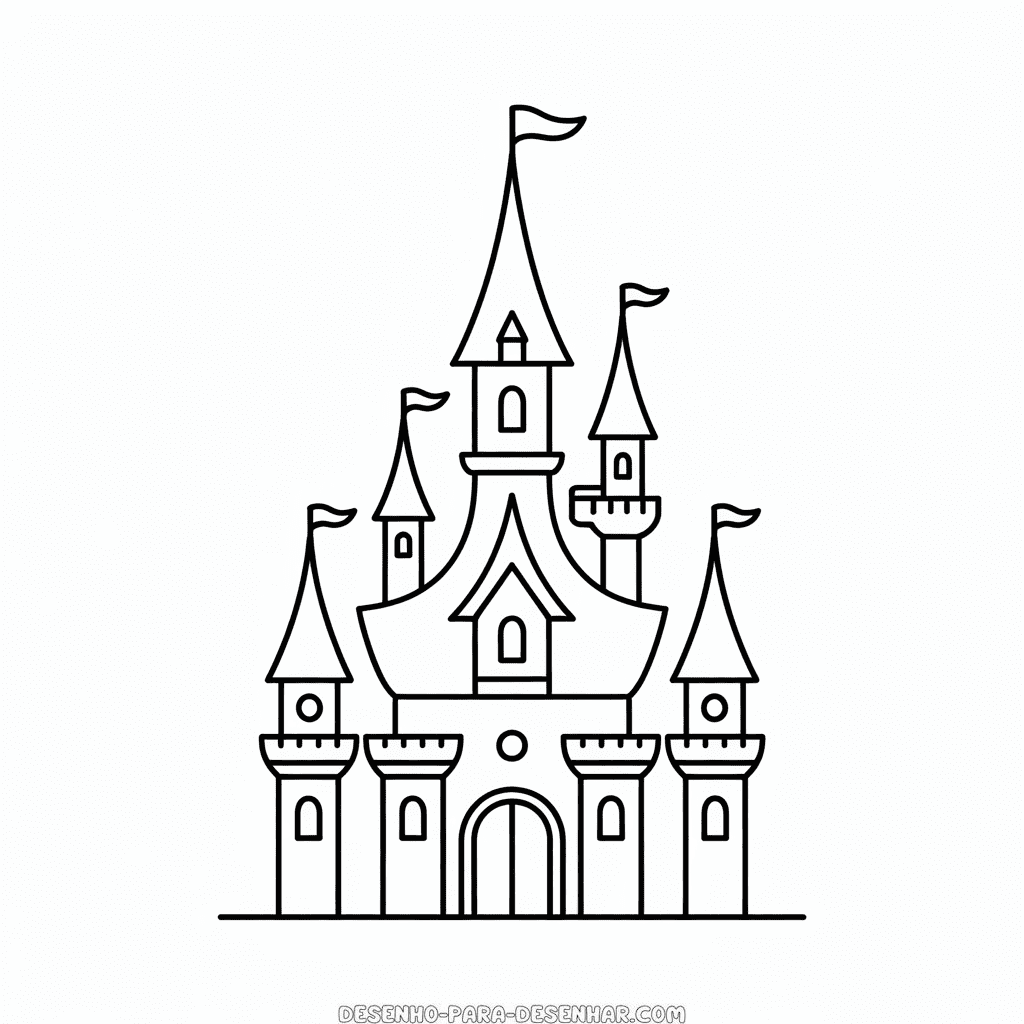 Desenho Fácil do Castelo da Cinderela