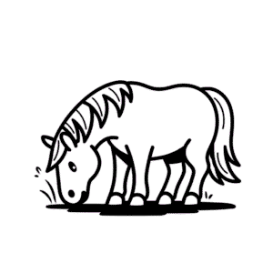 Desenho Fácil do Cavalo Comendo Grama