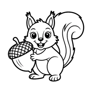 Desenho Fácil do Esquilo no Outono