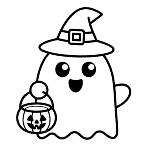 Desenho Fácil do Fantasma Feliz de Halloween