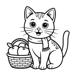 Desenho Fácil do Gato do Outono