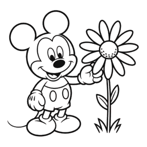 Desenho Fácil do Mickey Mouse e Flor