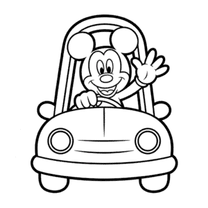 Desenho Fácil do Mickey no Carro