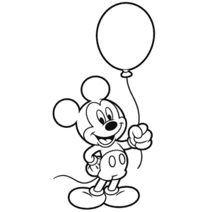Desenho Fácil do Mickey Segurando Balão