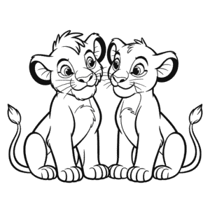 Desenho Fácil do O Rei Leão Simba e Nala