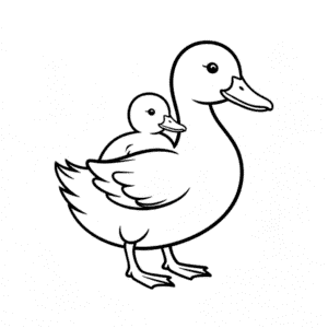 Desenho Fácil do Pato Carregando um Bebê