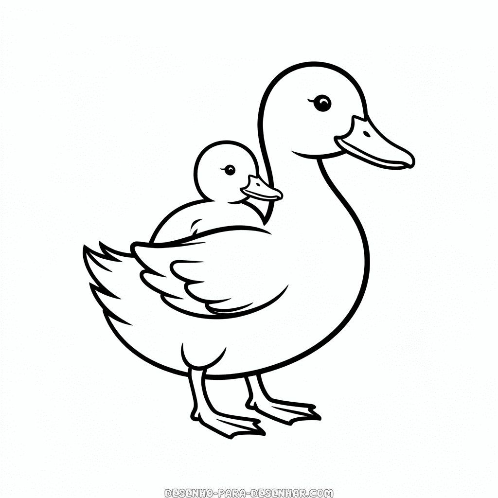 Desenho Fácil do Pato Carregando um Bebê