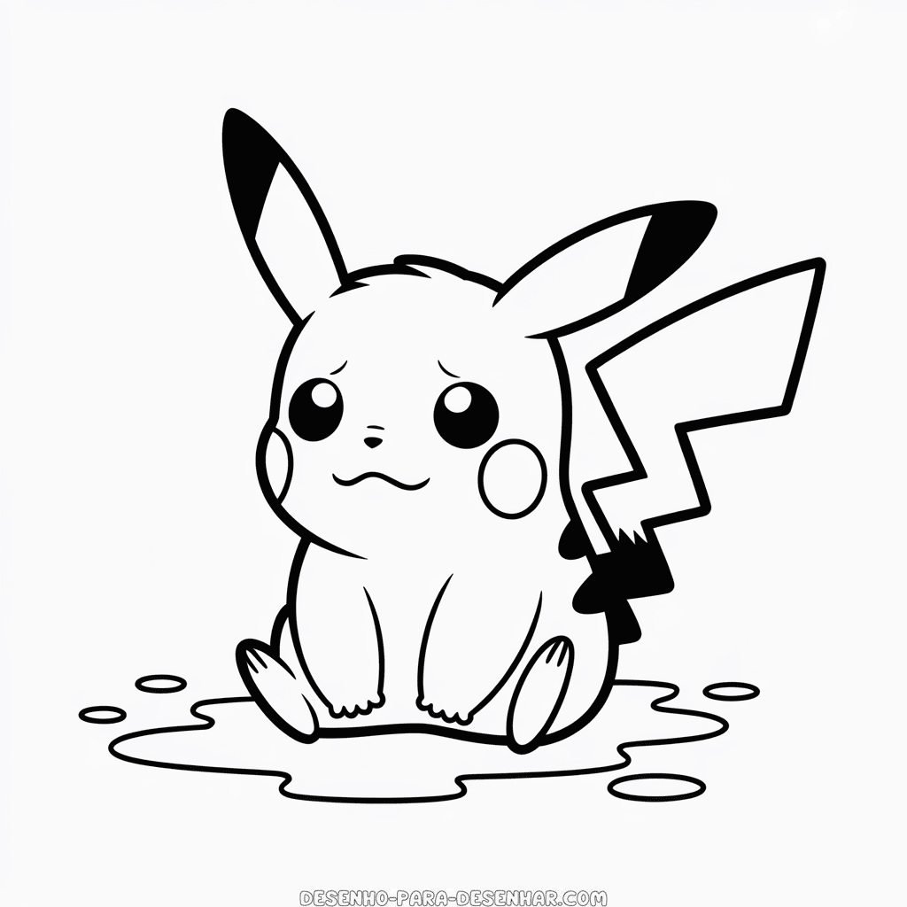 Desenho Fácil do Pikachu Chorando
