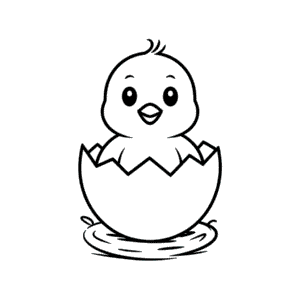 Desenho Fácil do Pintinho Fofo no Ovo