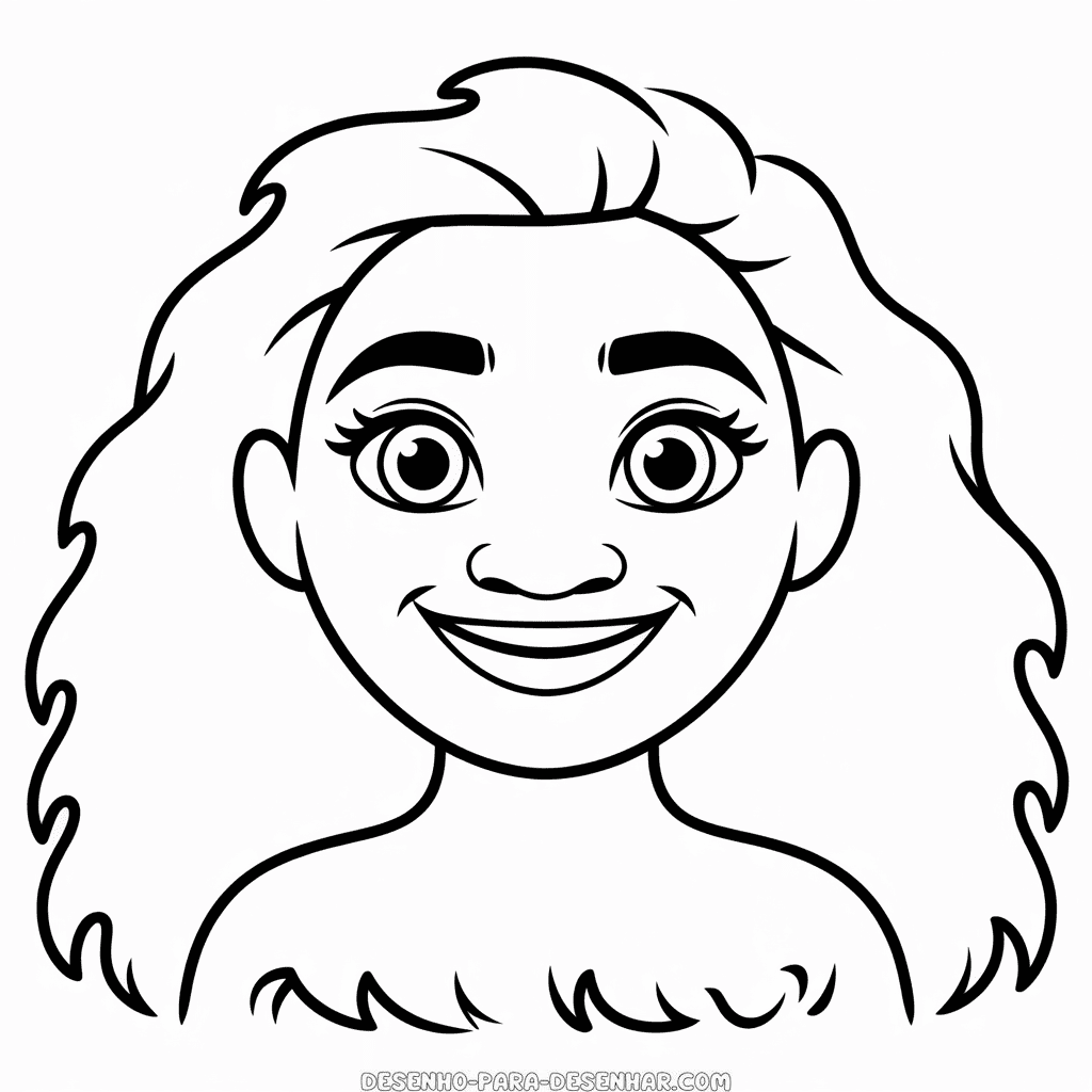 Desenho Fácil do Rosto da Moana