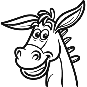 Desenho Fácil do Rosto de Burro em Estilo Cartoon
