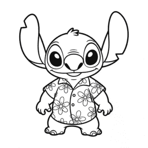 Desenho Fácil do Stitch com Camisa Havaiana