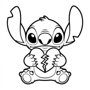 Desenho Fácil do Stitch com Coração Partido