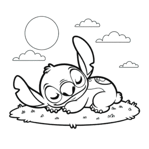 Desenho Fácil do Stitch Tirando uma Soneca