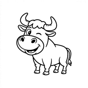 Desenho Fácil do Touro Engraçado