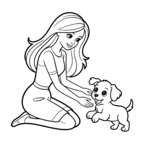 Desenho Fácil da Barbie e do Cachorrinho