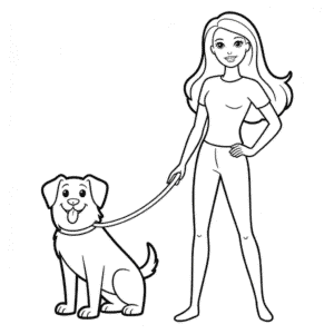 Desenho Fácil da Barbie e o Seu Cão