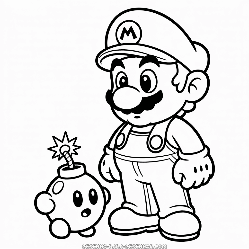 Desenho Fácil da Bomba do Mario