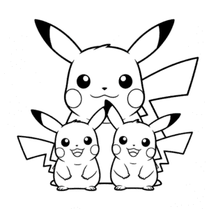 Desenho Fácil da Família Pikachu