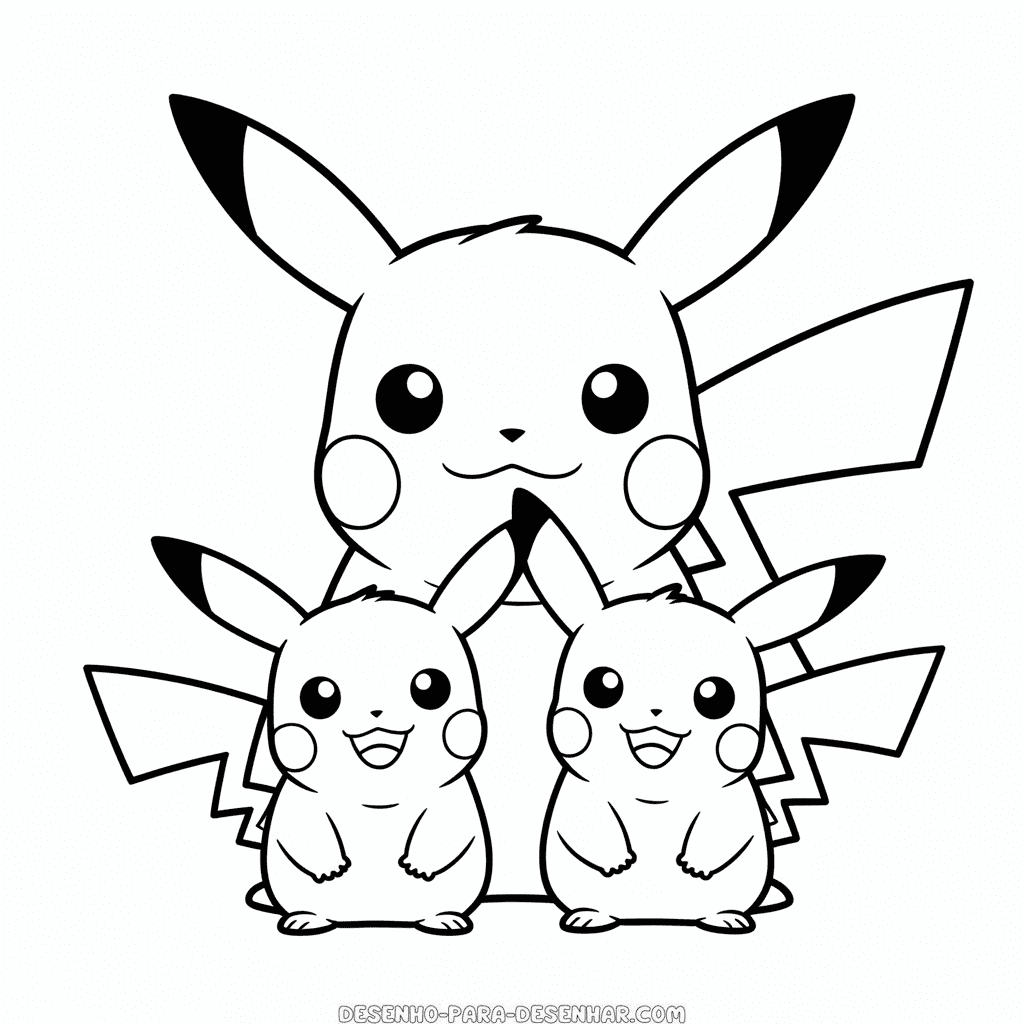 Desenho Fácil da Família Pikachu