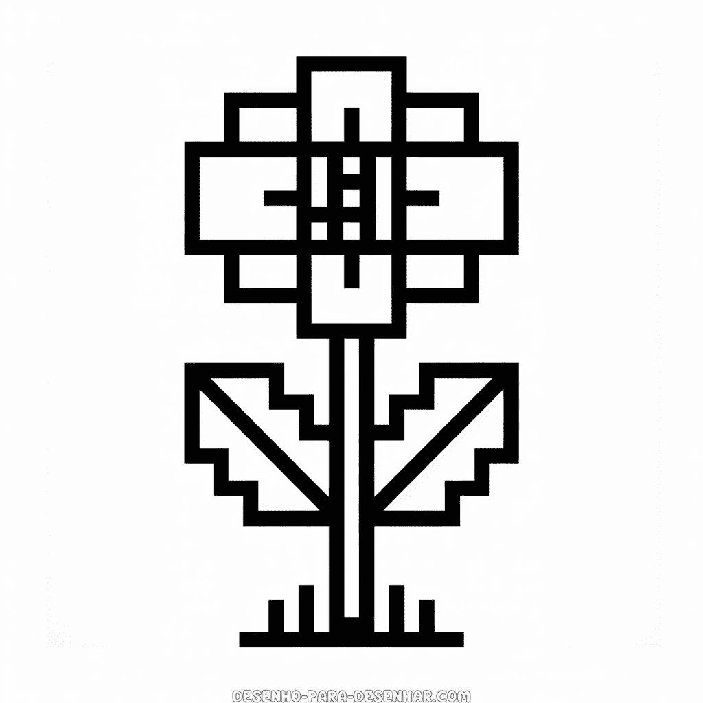 Desenho Fácil da Flor do Minecraft