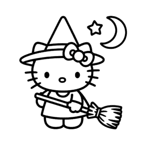 Desenho Fácil da Hello Kitty Bruxa